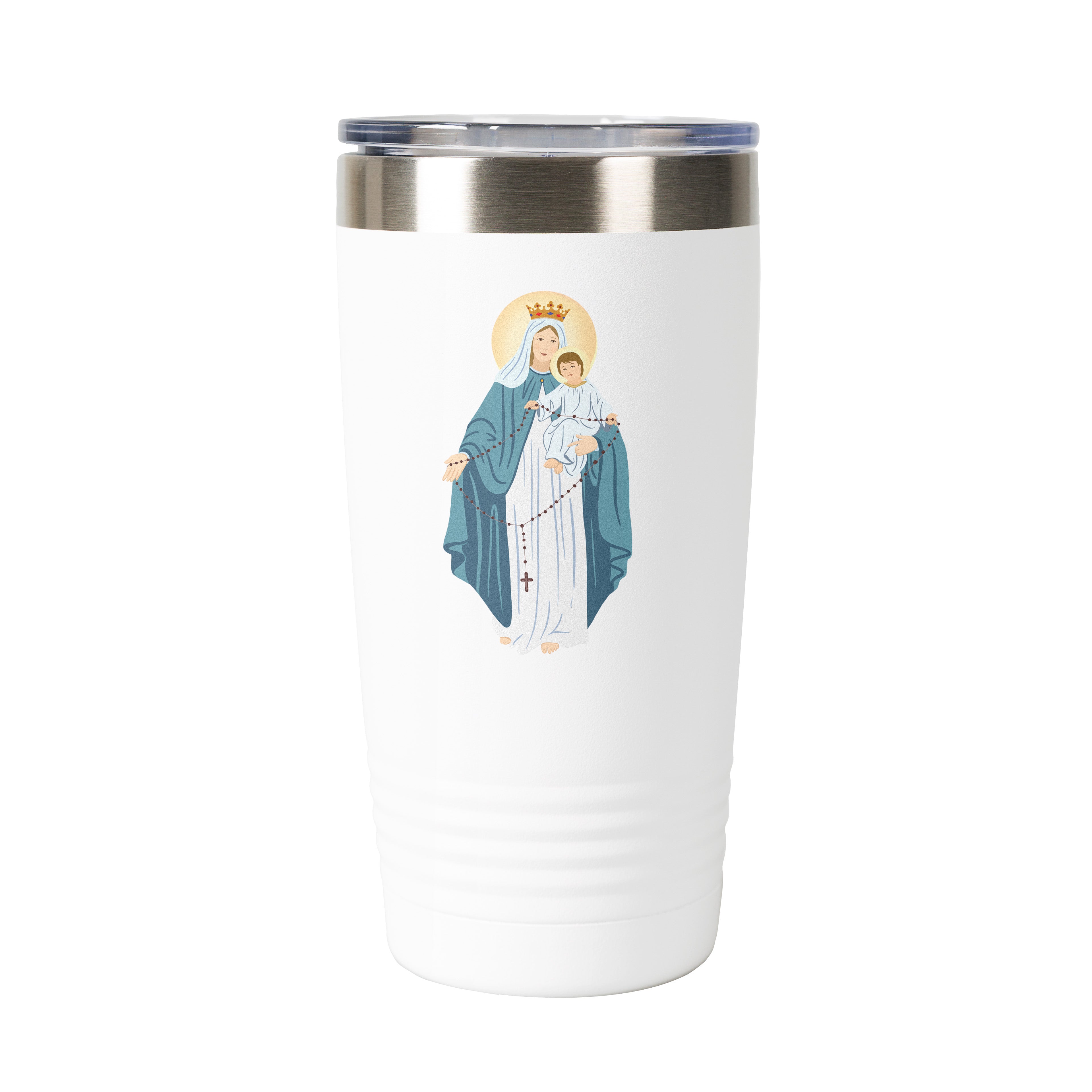 Our Lady of the Rosary Personalized 20 oz. White Tumbler