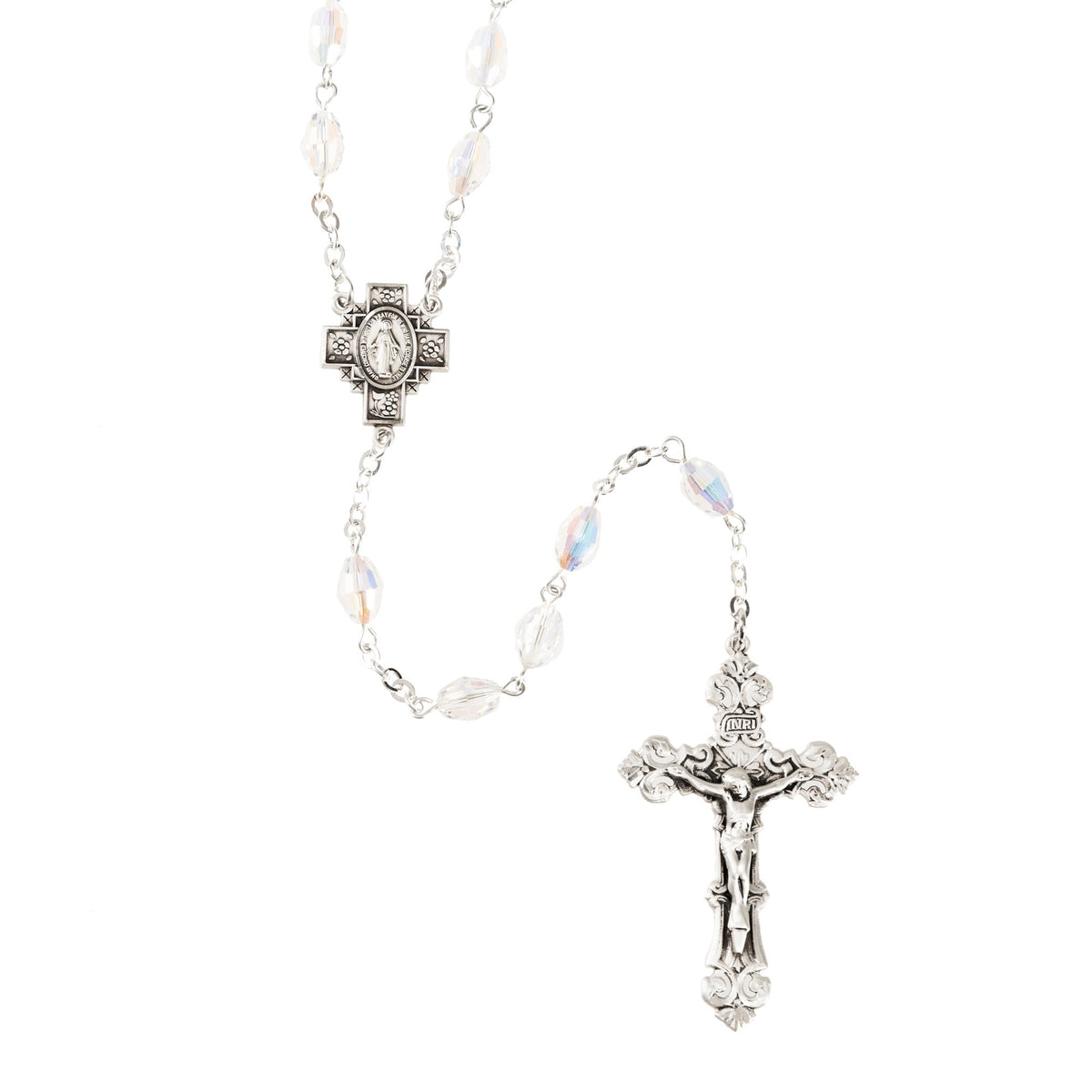 Swarovski Clear Oval Crystal and Sterling Silver Rosary