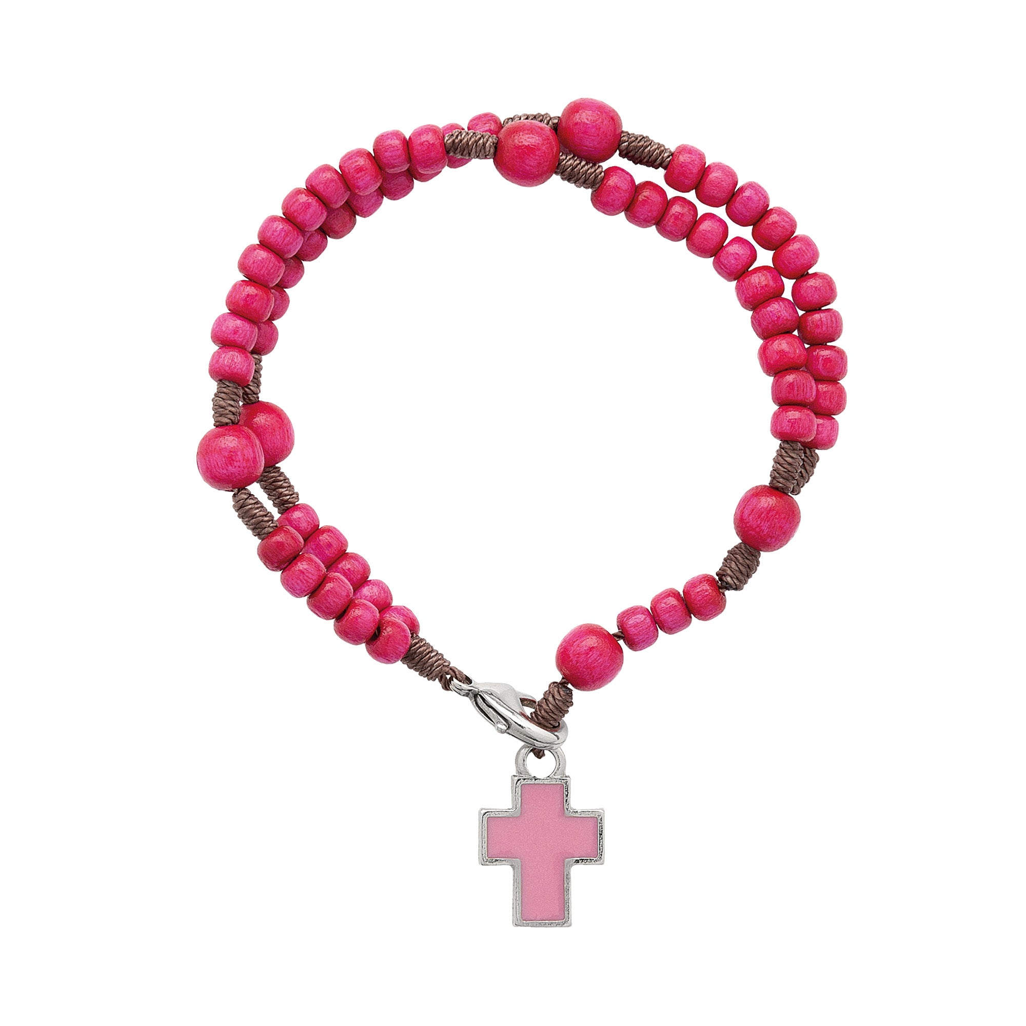 Kids Pink Wooden Rosary Bracelet