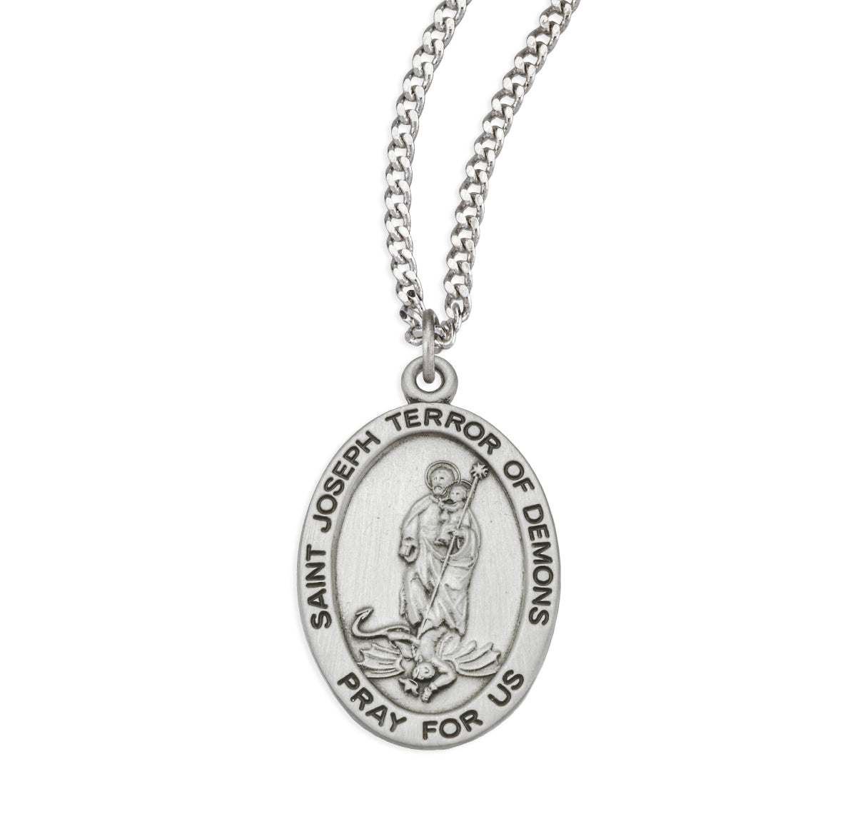 Sterling St. Joseph Terror of Demons Medal Necklace - 24