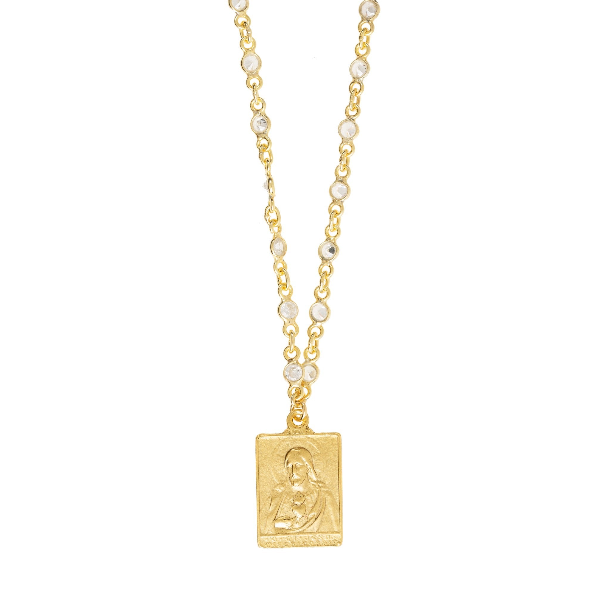 Scapular Medal with Crystal Link Chain