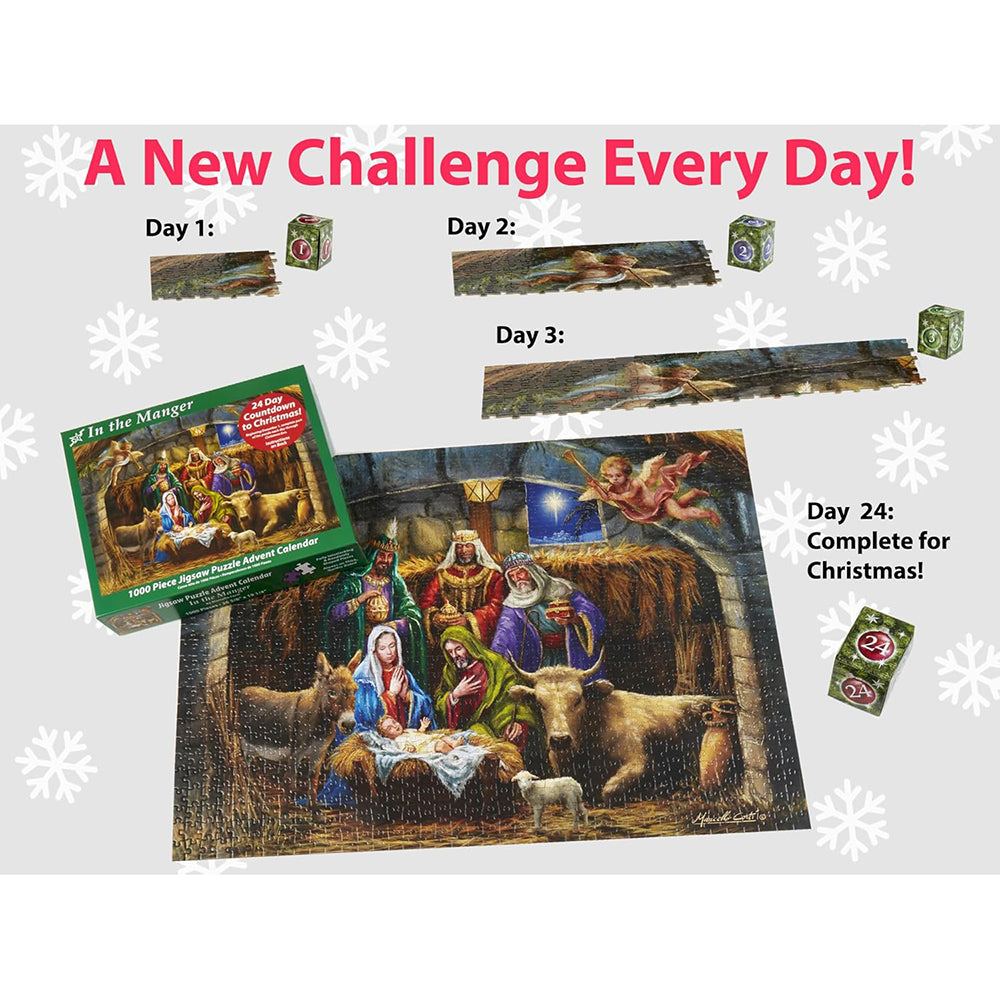 In The Manger Jigsaw Puzzle Advent Calendar - 1000 Pieces