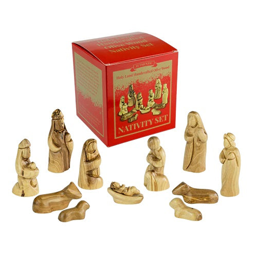 Contemporary Olive Wood Nativity Set - 12 Piece