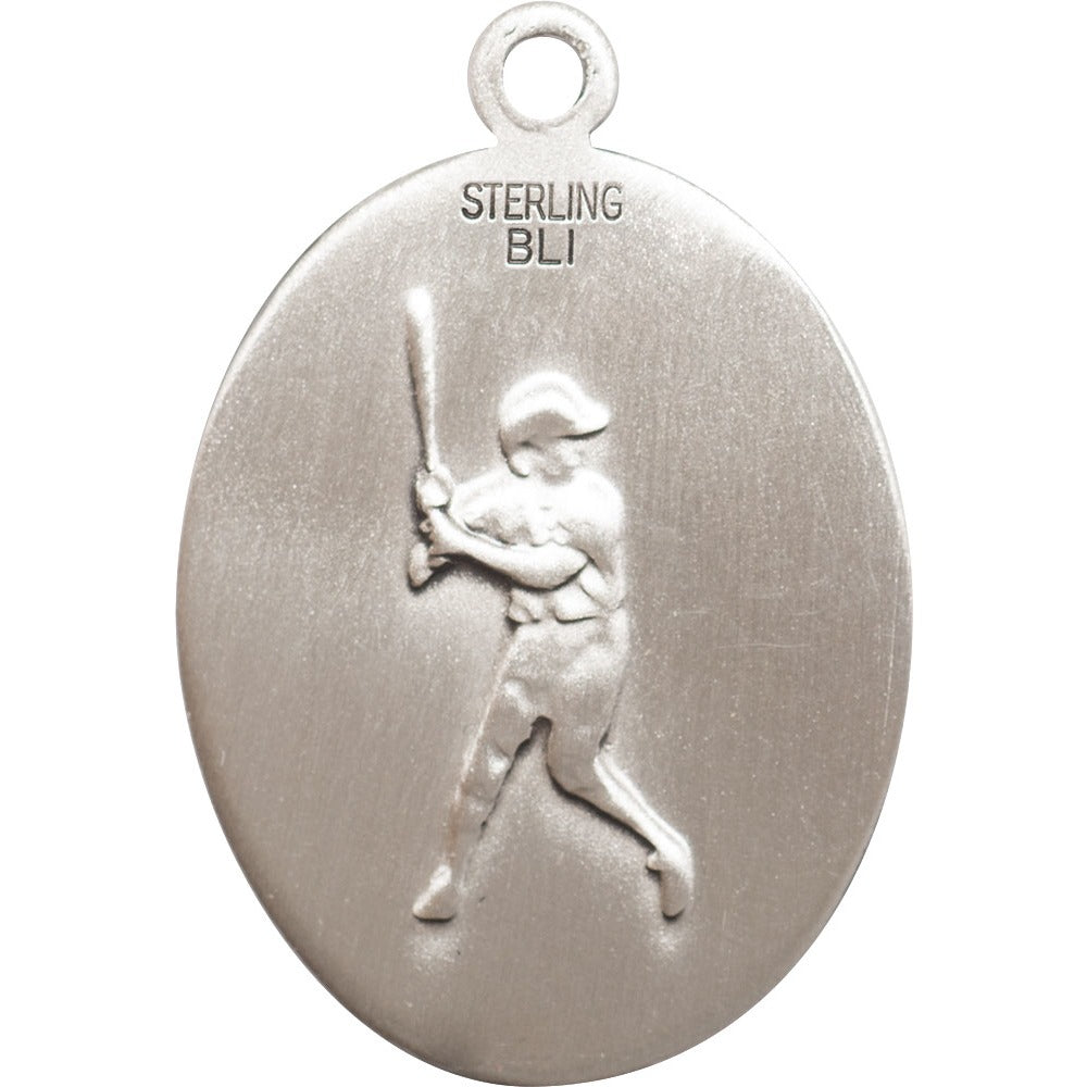 Sterling Silver St. Rita of Cascia / Baseball Pendant