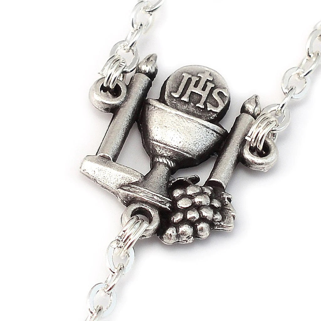 First Communion Black Crystal Vine & Branches Rosary