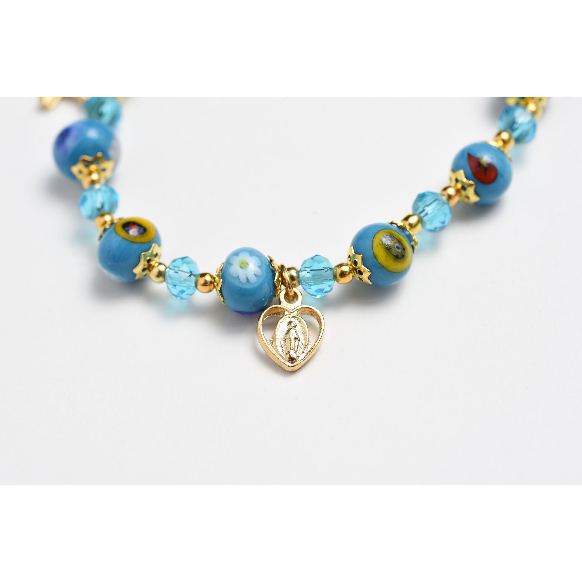 Aqua Murano Glass Rosary Bracelet