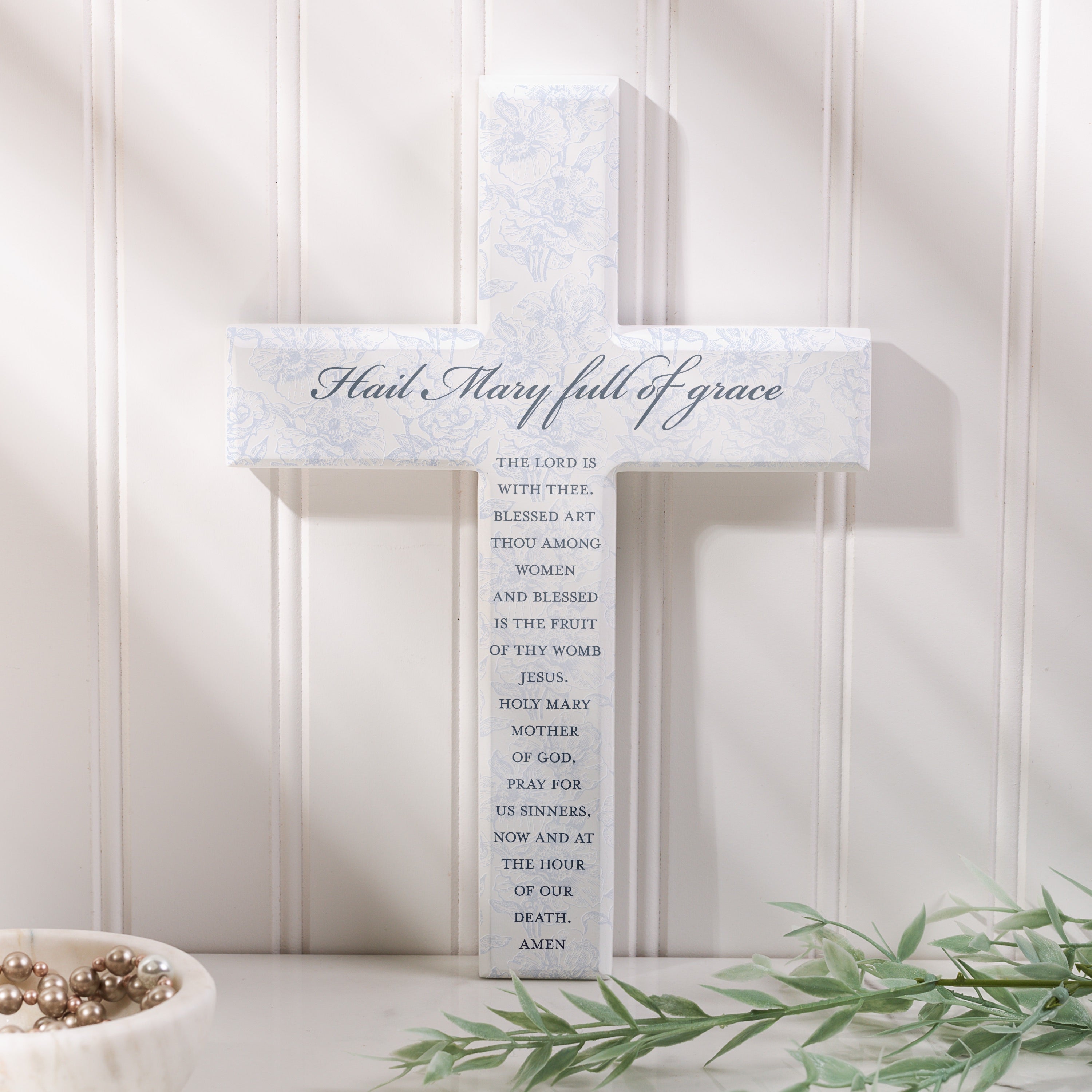 Hail Mary Toile Wall Cross - 10"