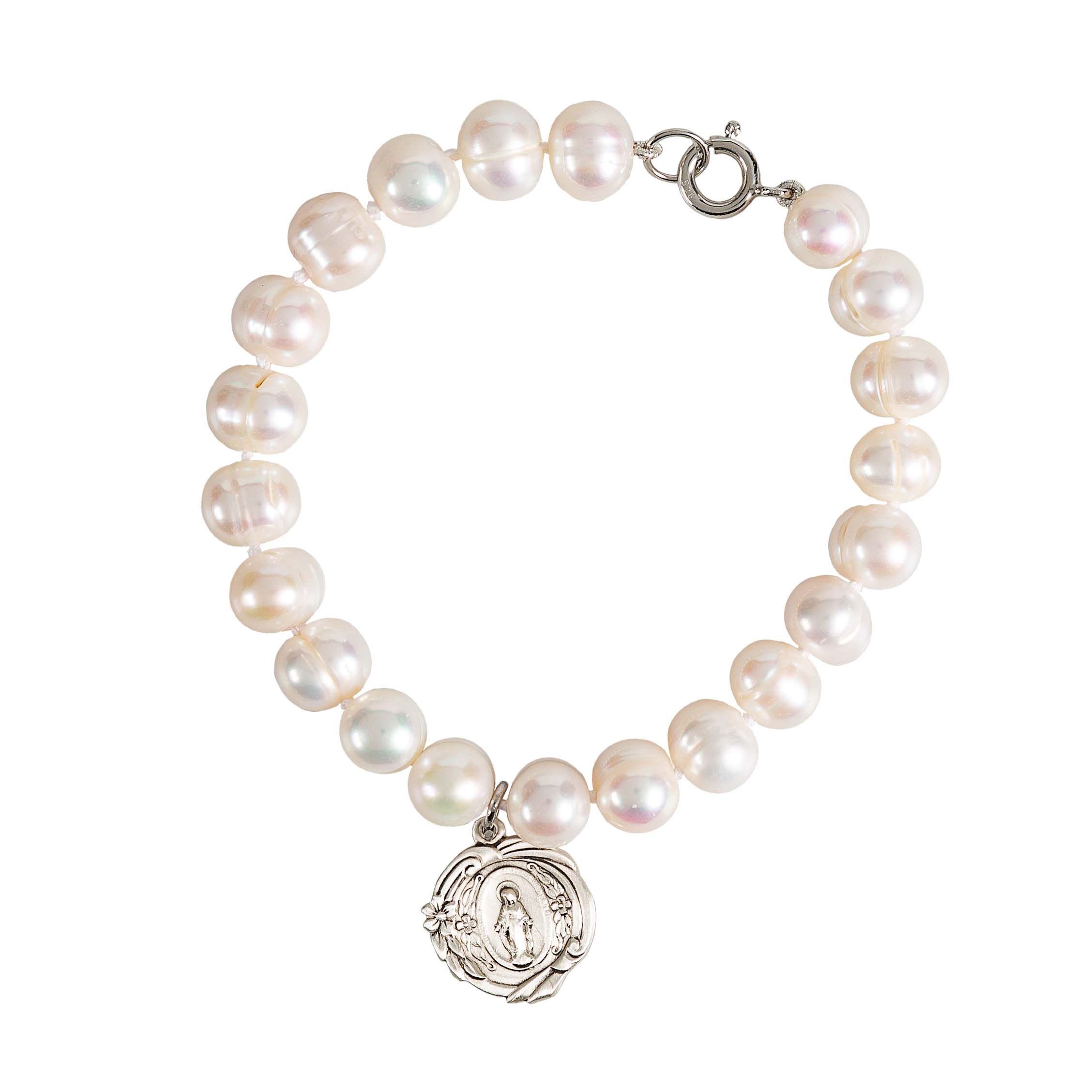 Archive Collection Pearl & Floral Miraculous Medal Bracelet