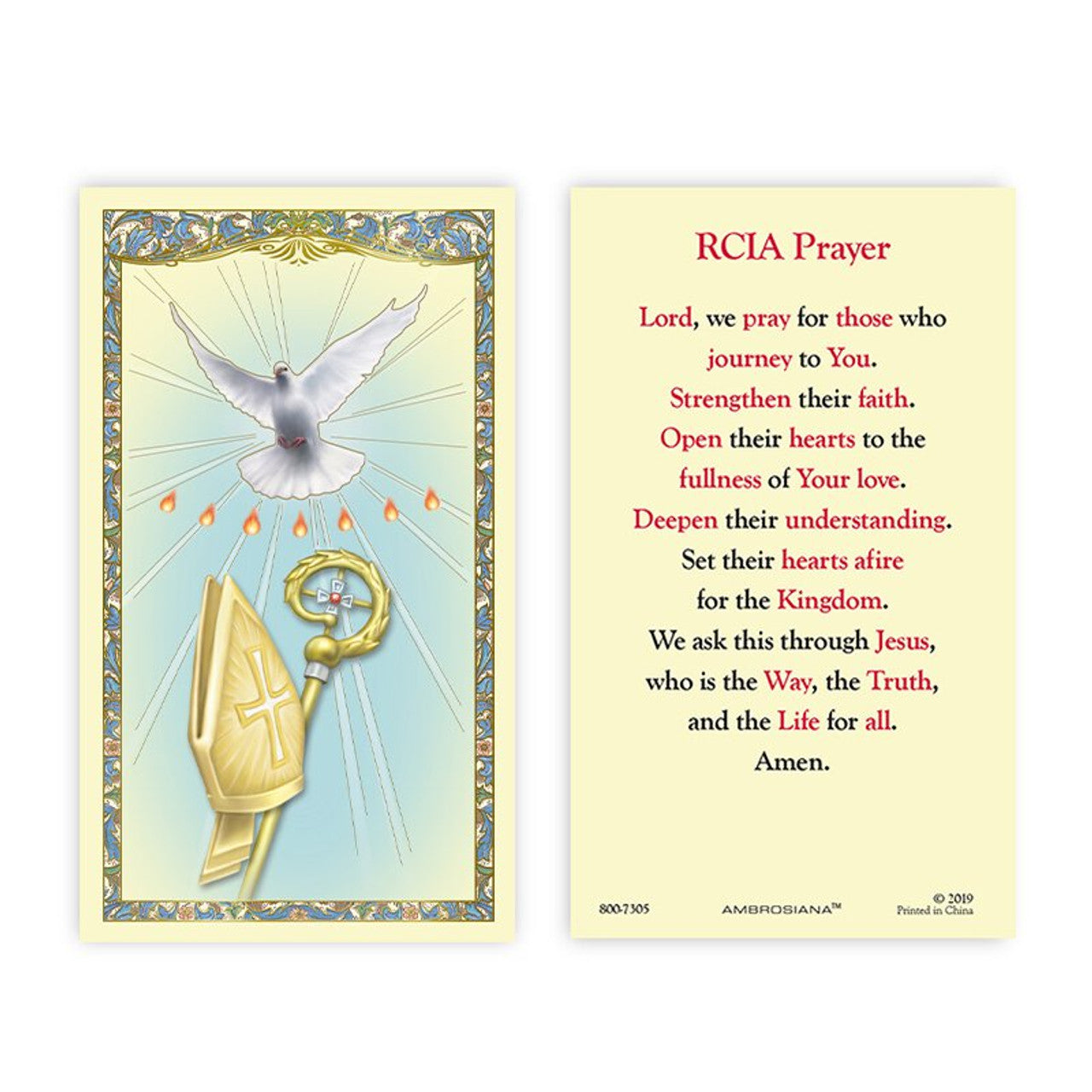 RCIA Laminated Prayer Card