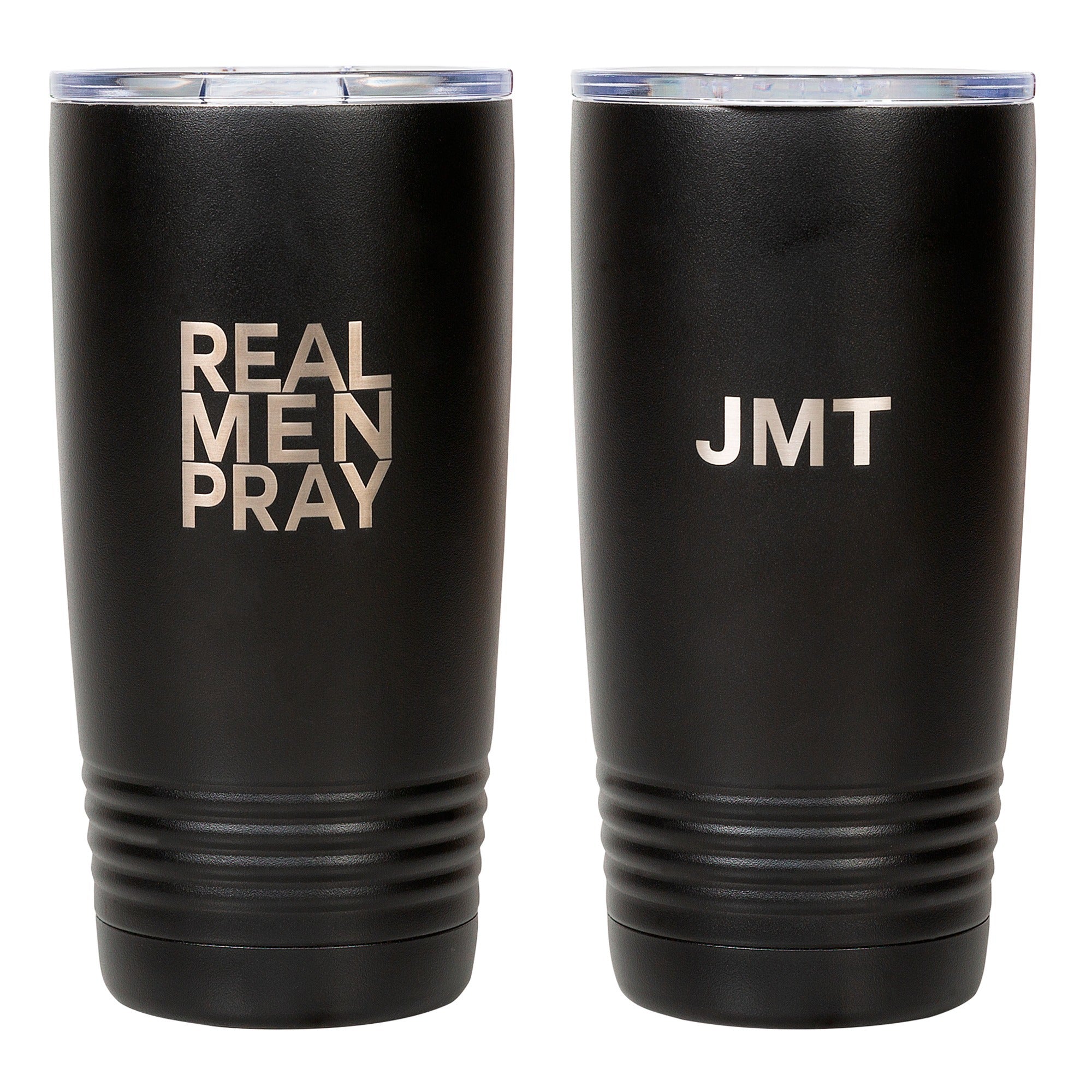 Personalized "Real Men Pray" Black 20oz Tumbler