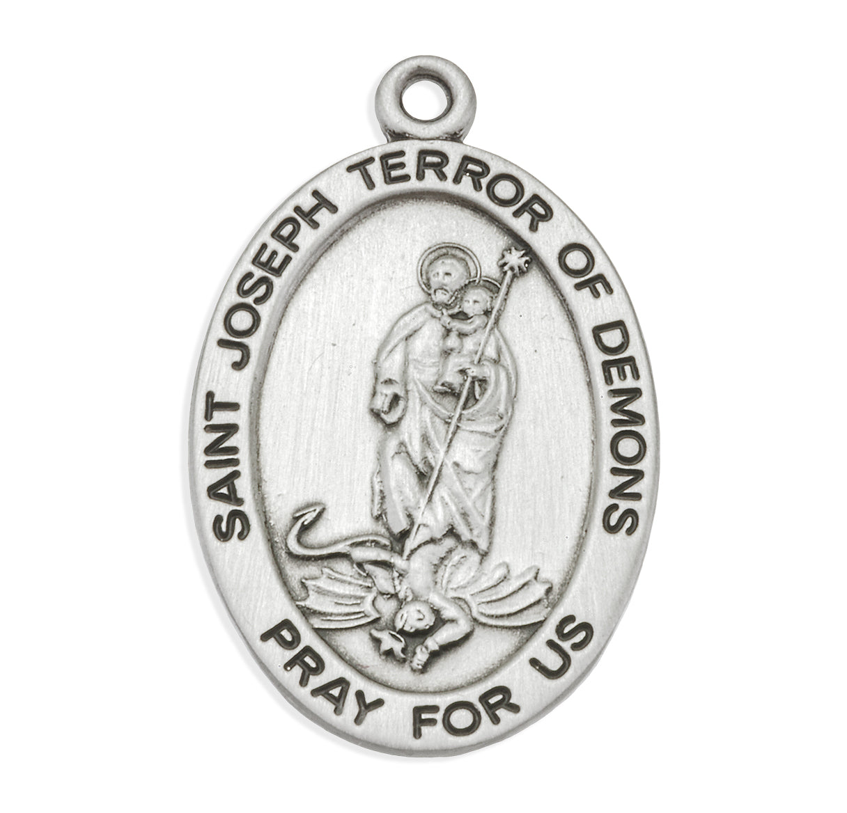 Sterling St. Joseph Terror of Demons Medal Necklace - 24"