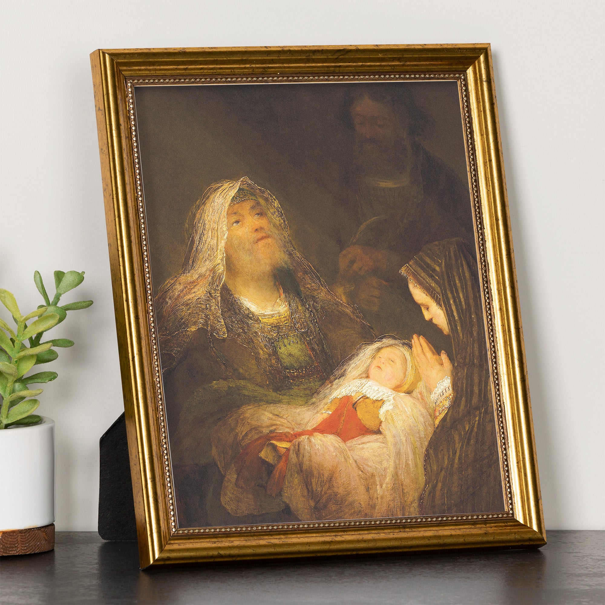 Simeon's Song of Praise Antique Gold Framed Print - 8" x 10"