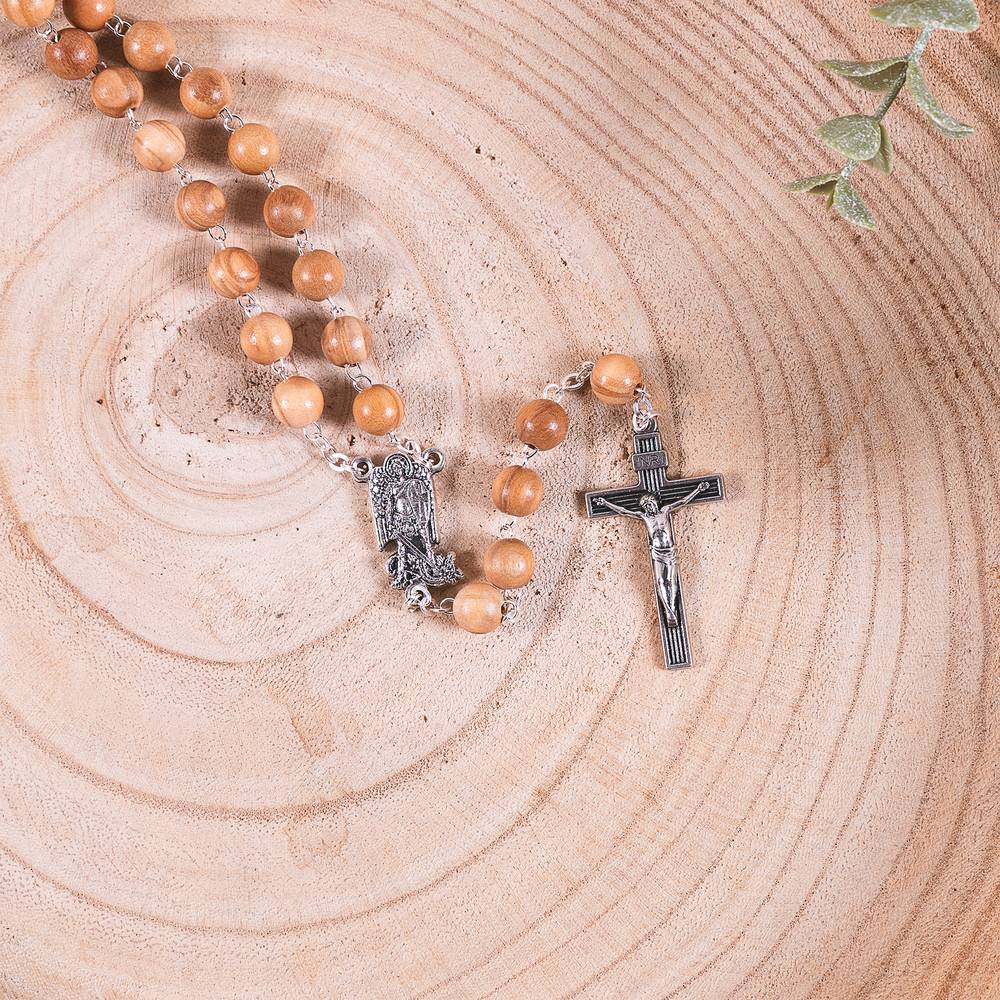 St. Michael the Warrior Olive Wood Rosary