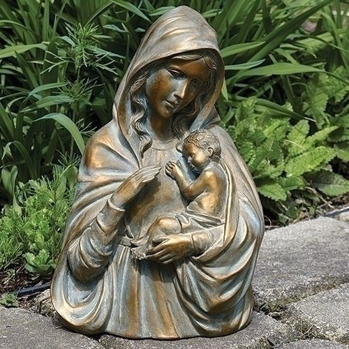 Bronze Color Madonna & Child Bust
