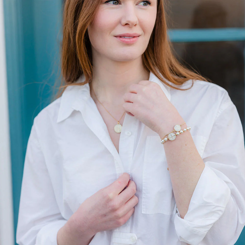 Daughter of the King Pearl St. Benedict Medal Bracelet