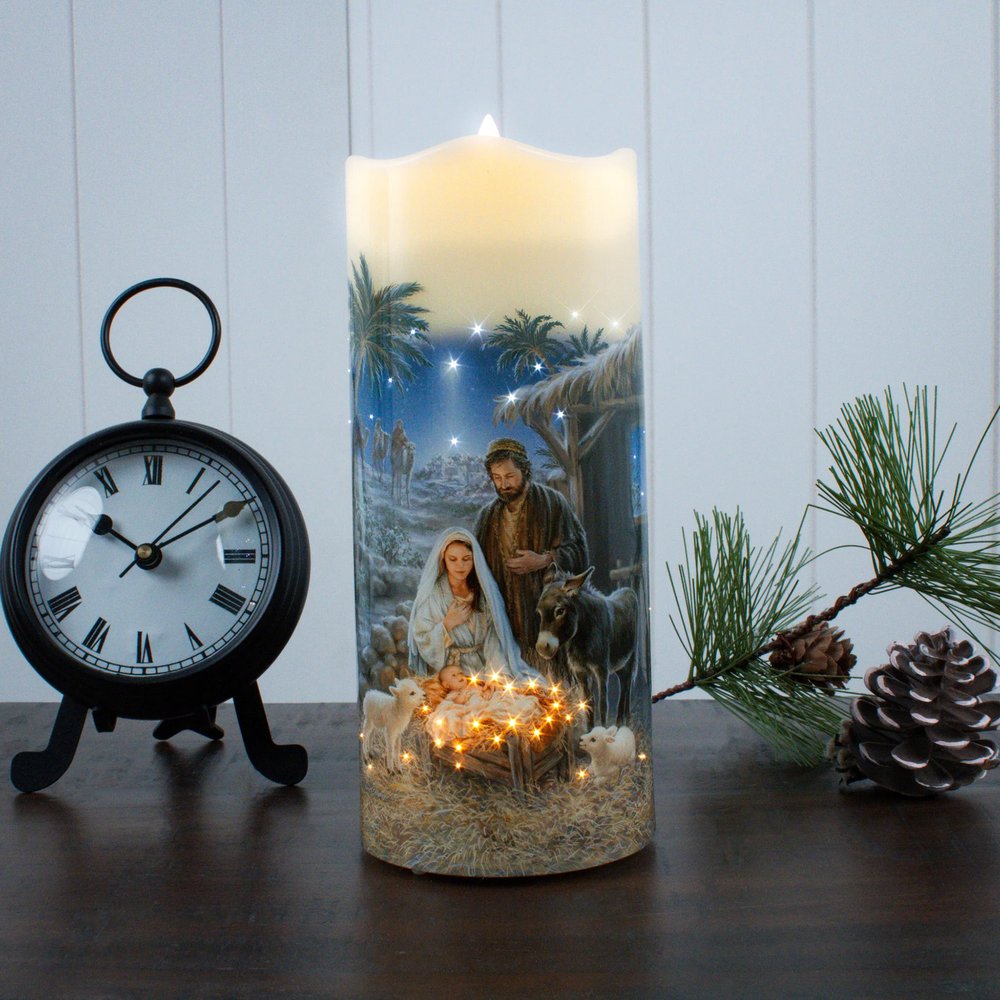 A Savior is Born Fiber Optic Candle