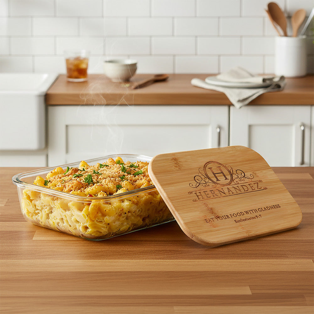 Personalized Scripture Glass Food Storage Container - 50 oz.