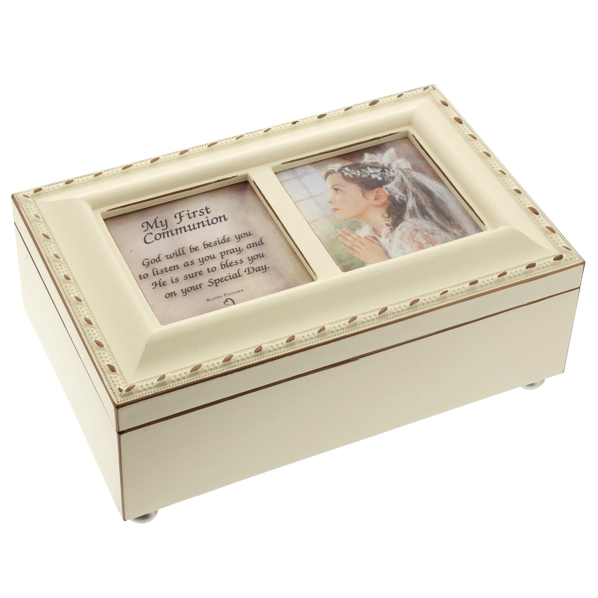 Girl's First Communion Ivory Music Box
