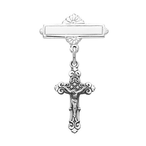 Sterling Silver Crucifix Baby Pin