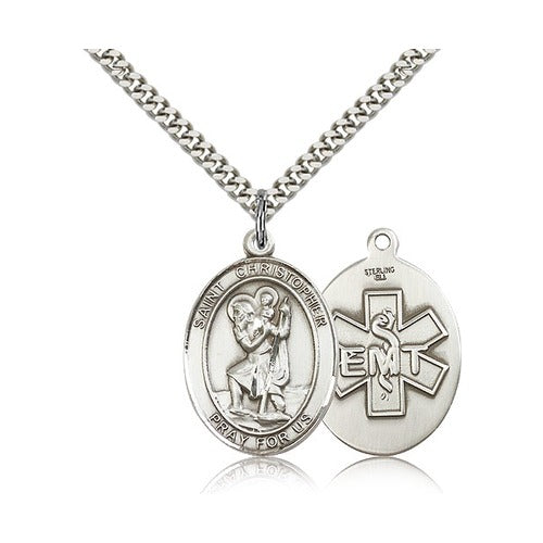 Sterling Silver St. Christopher / EMT Pendant w/ chain