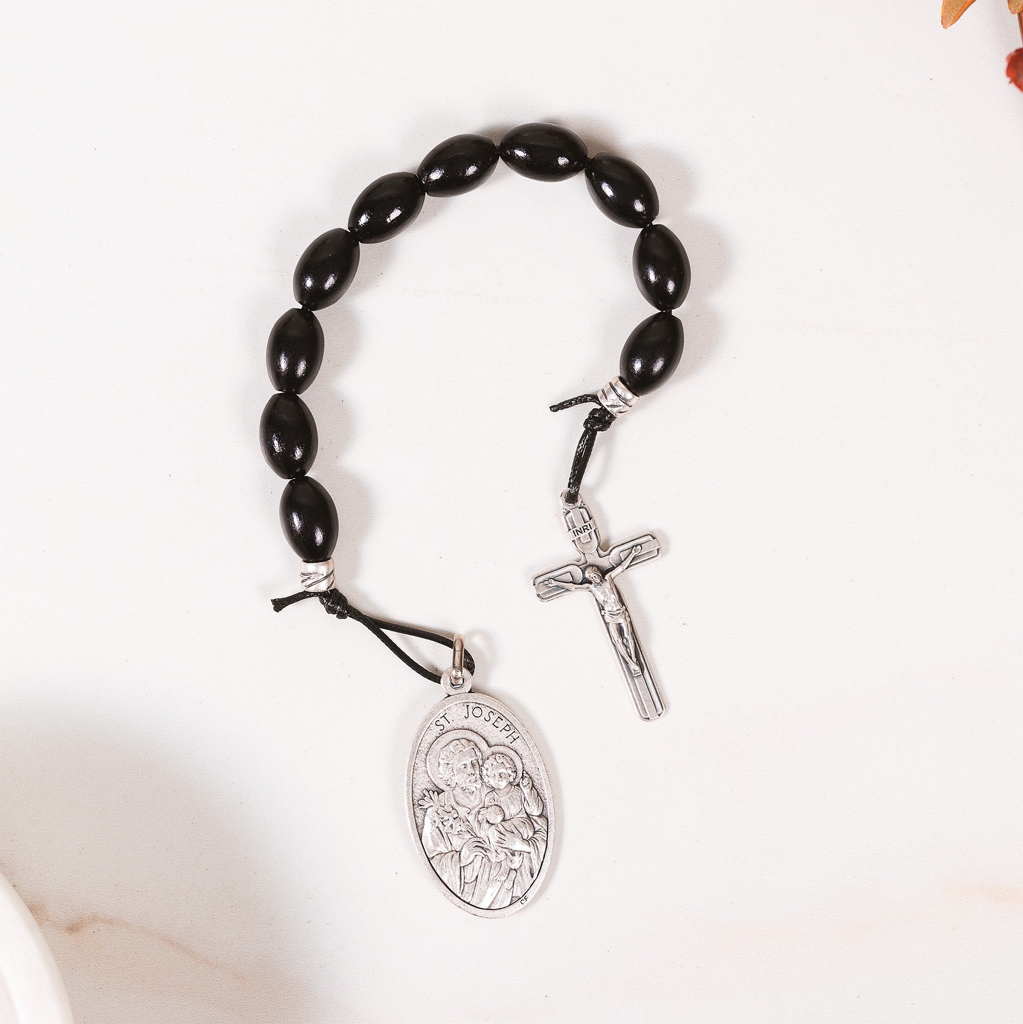 Black St. Joseph One Decade Rosary Tenner & Prayer Card