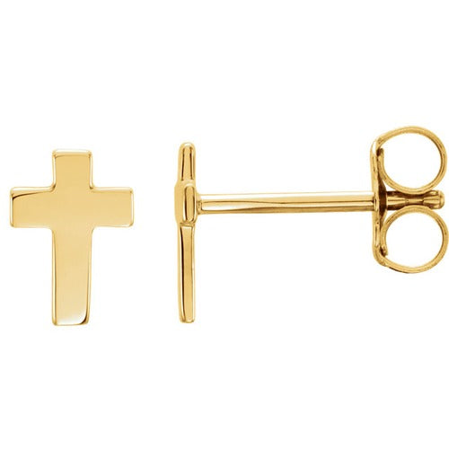 14kt Yellow Gold Cross Earrings