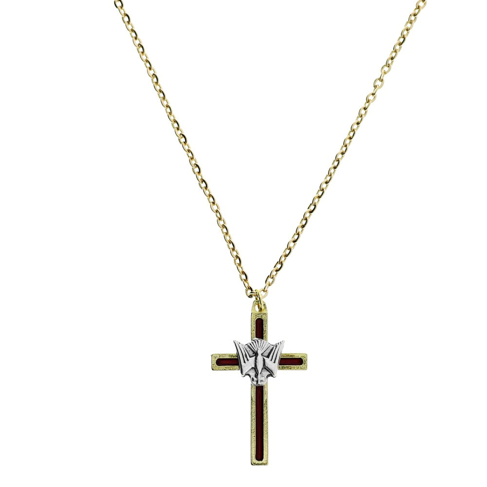 Red Holy Spirit Confirmation Cross Necklace