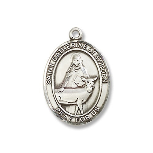 Sterling Silver St. Catherine of Sweden Pendant w/ Chain