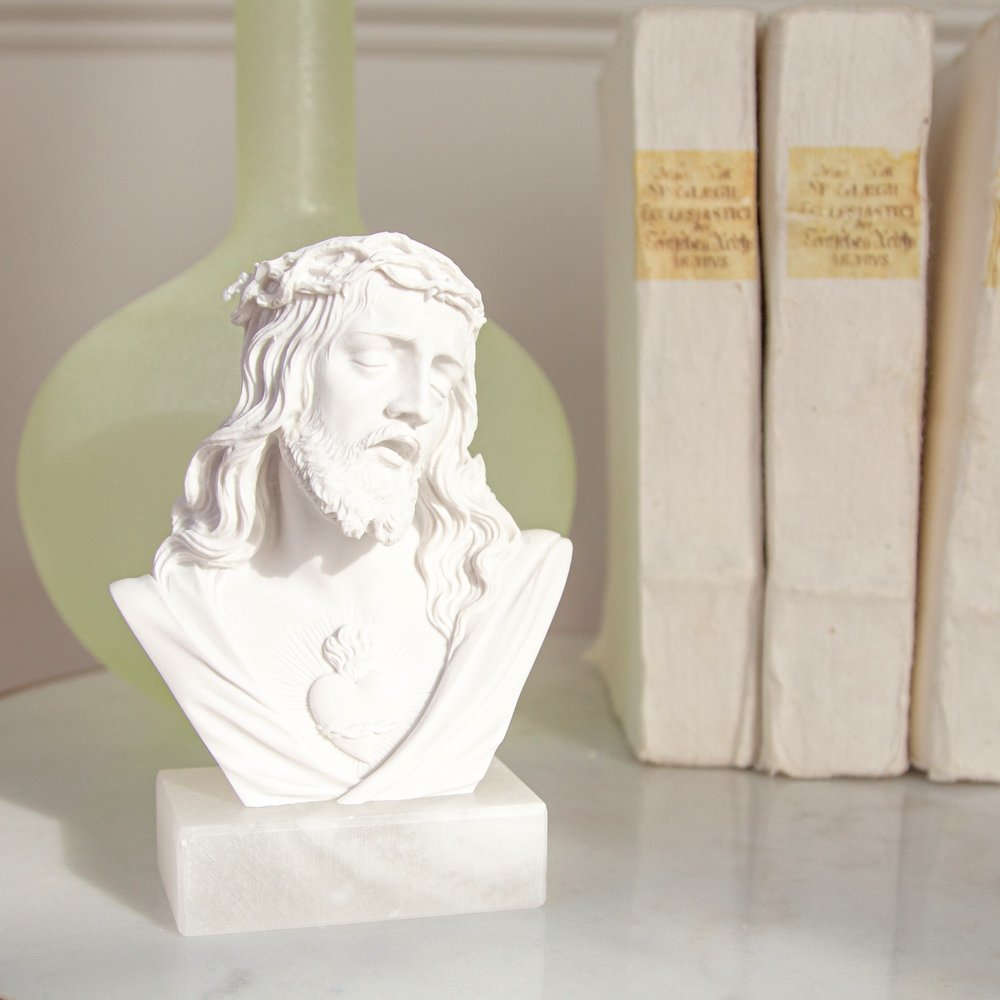 Sacred Heart Italian Alabaster Bust - 5.5"