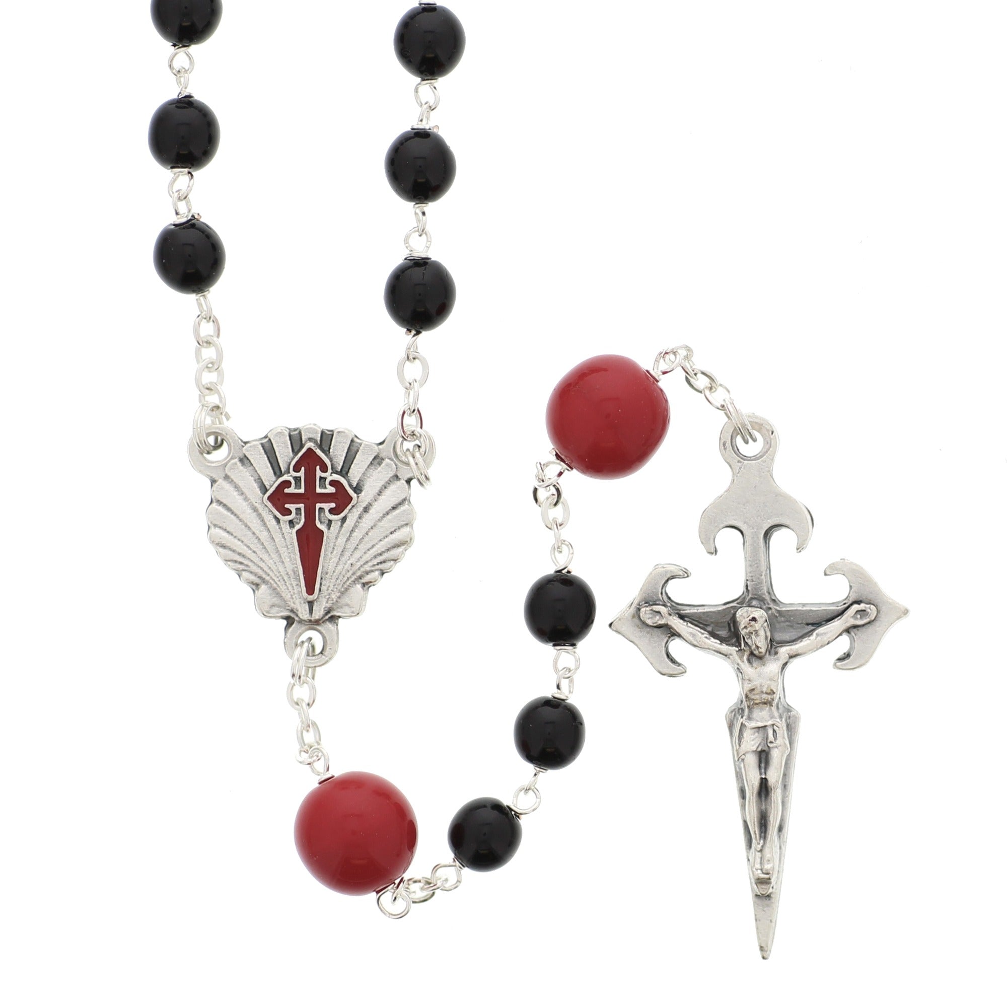 Santiago Red & Black Glass Bead Rosary