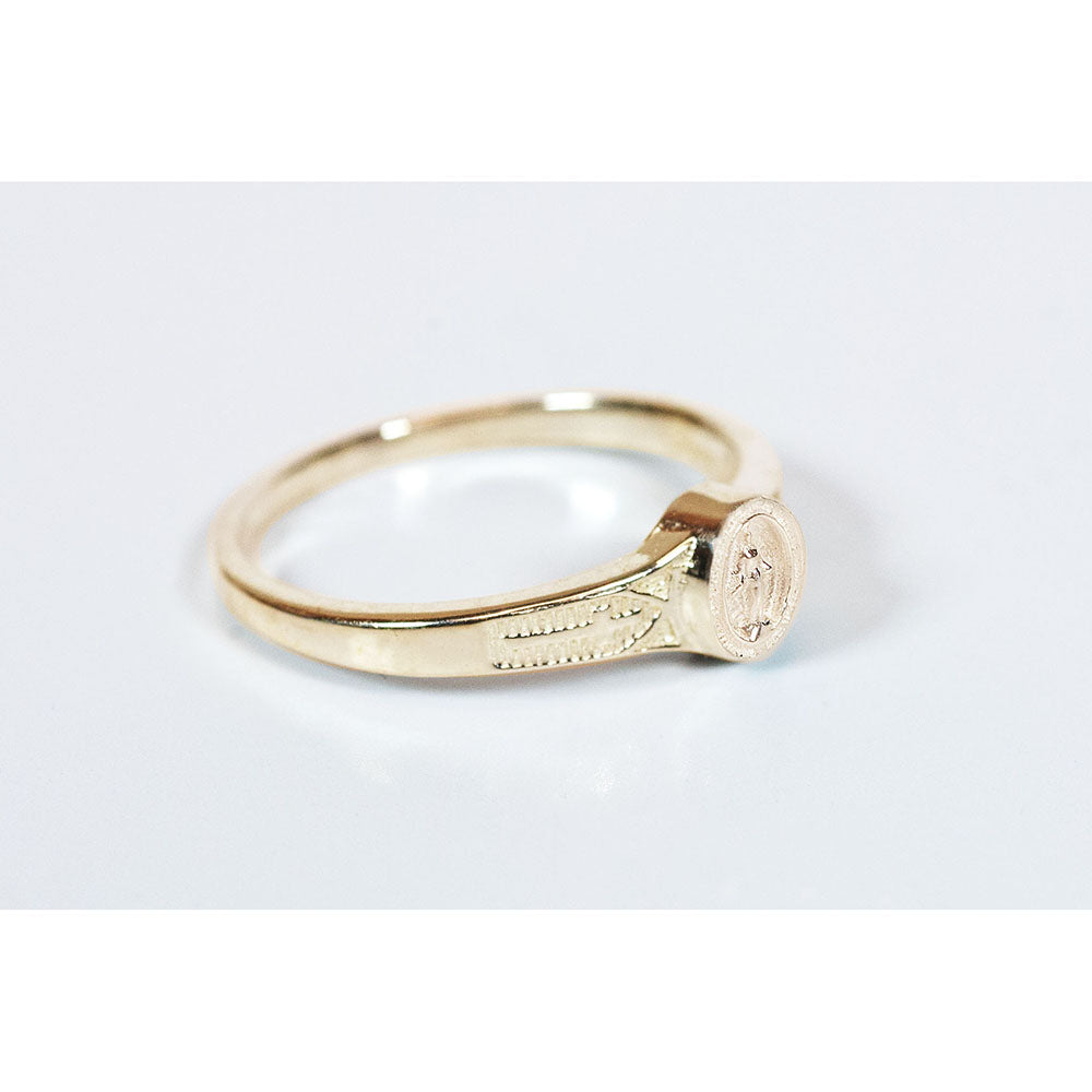 14 KT Gold Miraculous Medal Ring - Multiple Sizes