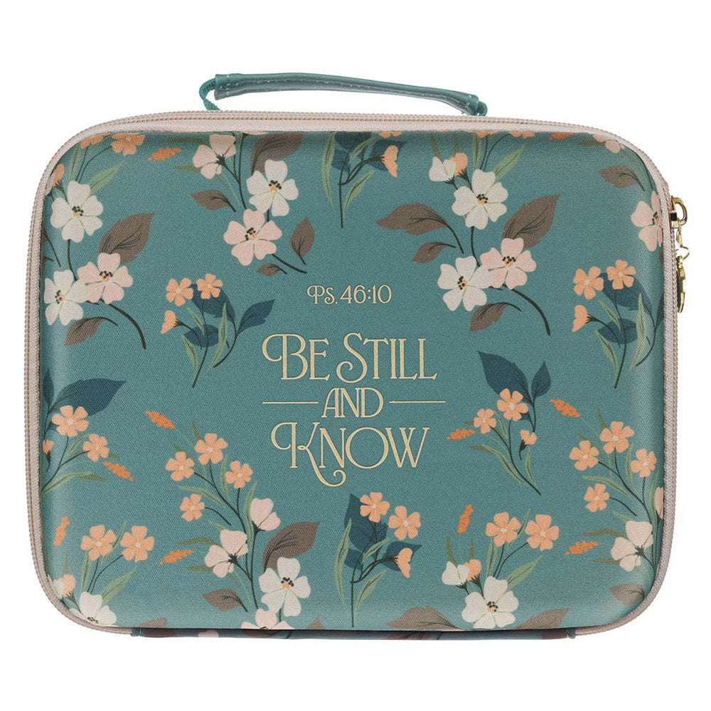 Be Still Teal Hard Shell Bible Case