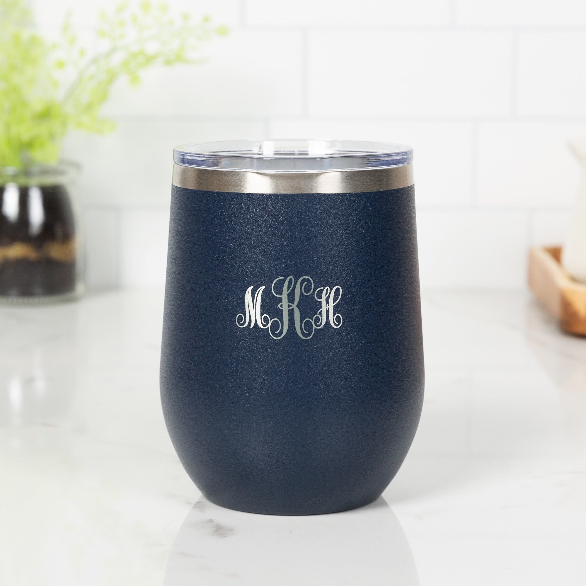 Personalized Fiat Dark Blue Wine Tumbler