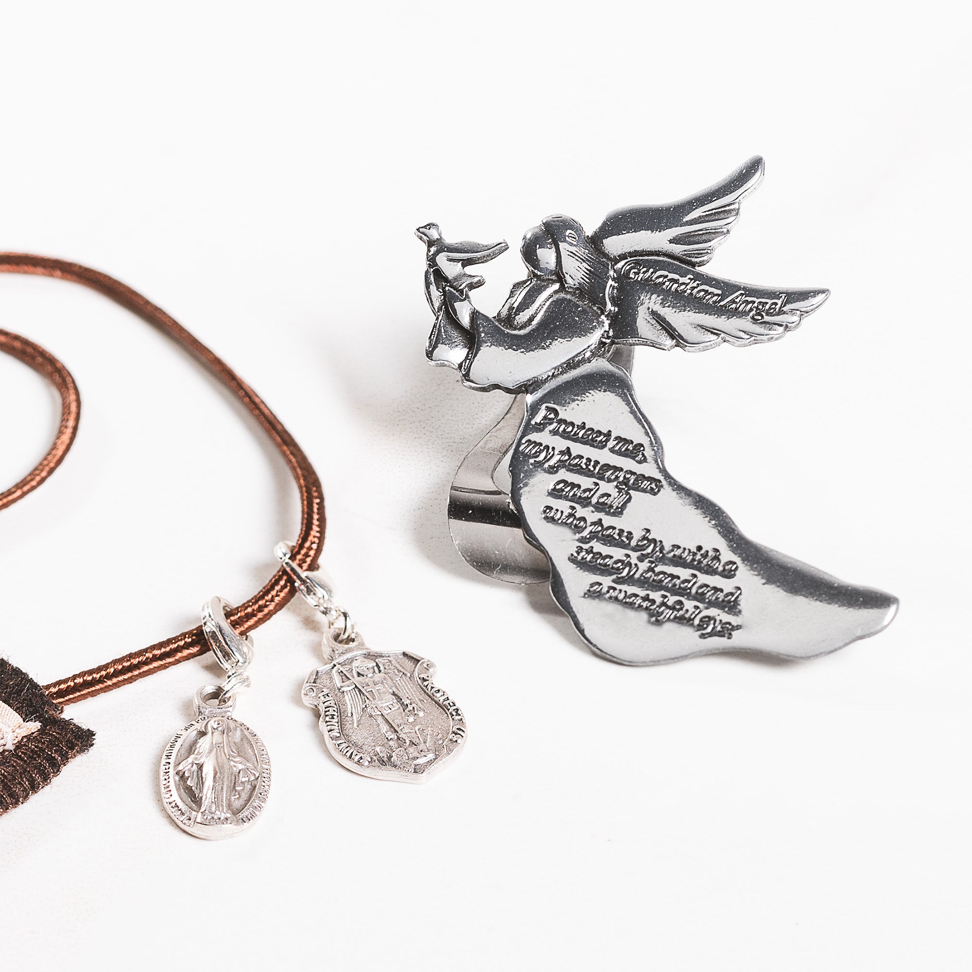 Miraculous & Saint Michael Clip-On & Protect Me, My Passengers Angel Visor Clip