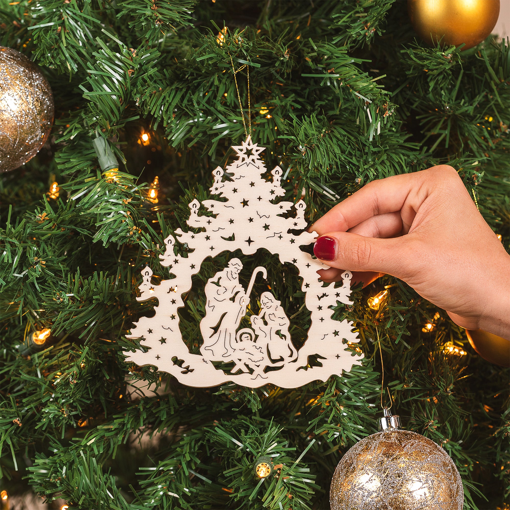 Laser Cut Tree Italian Nativity Ornament