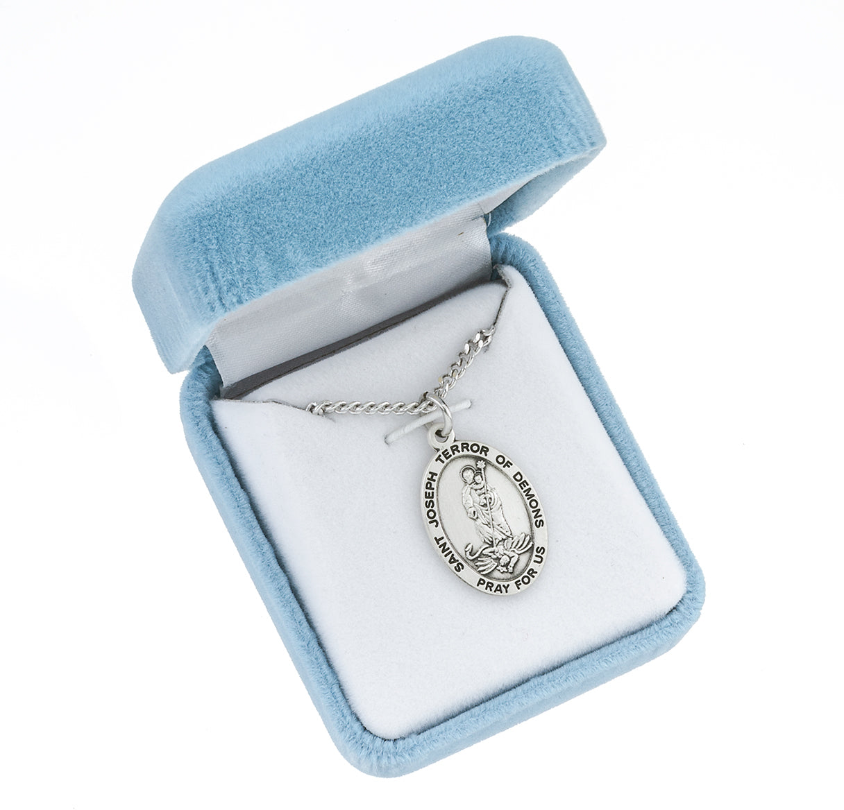 Sterling St. Joseph Terror of Demons Medal Necklace - 18"