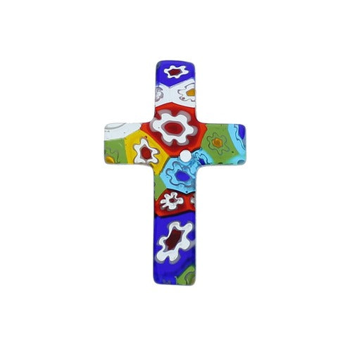 Glass Multi-Colored Pocket Cross