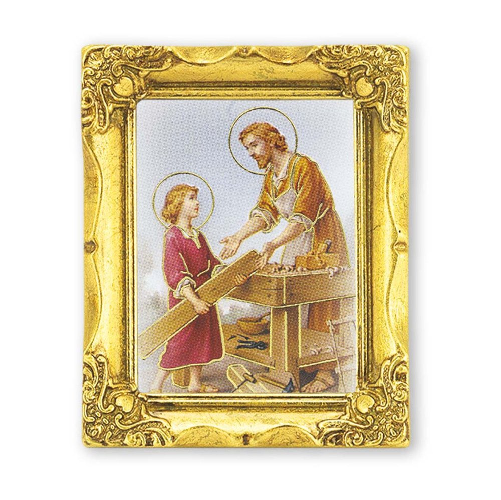 Miniature St. Joseph the Worker Gold Framed Print - 3" x 2"