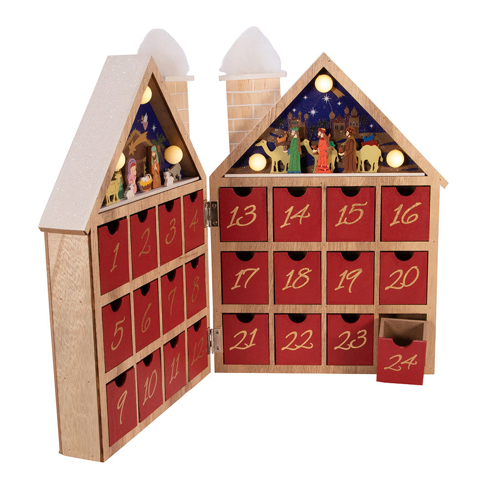LED Wooden House Nativity Advent Calendar