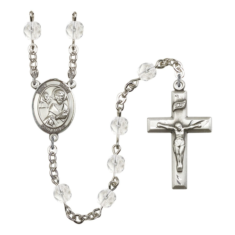 St. Mark The Evangelist Crystal April Rosary 6mm