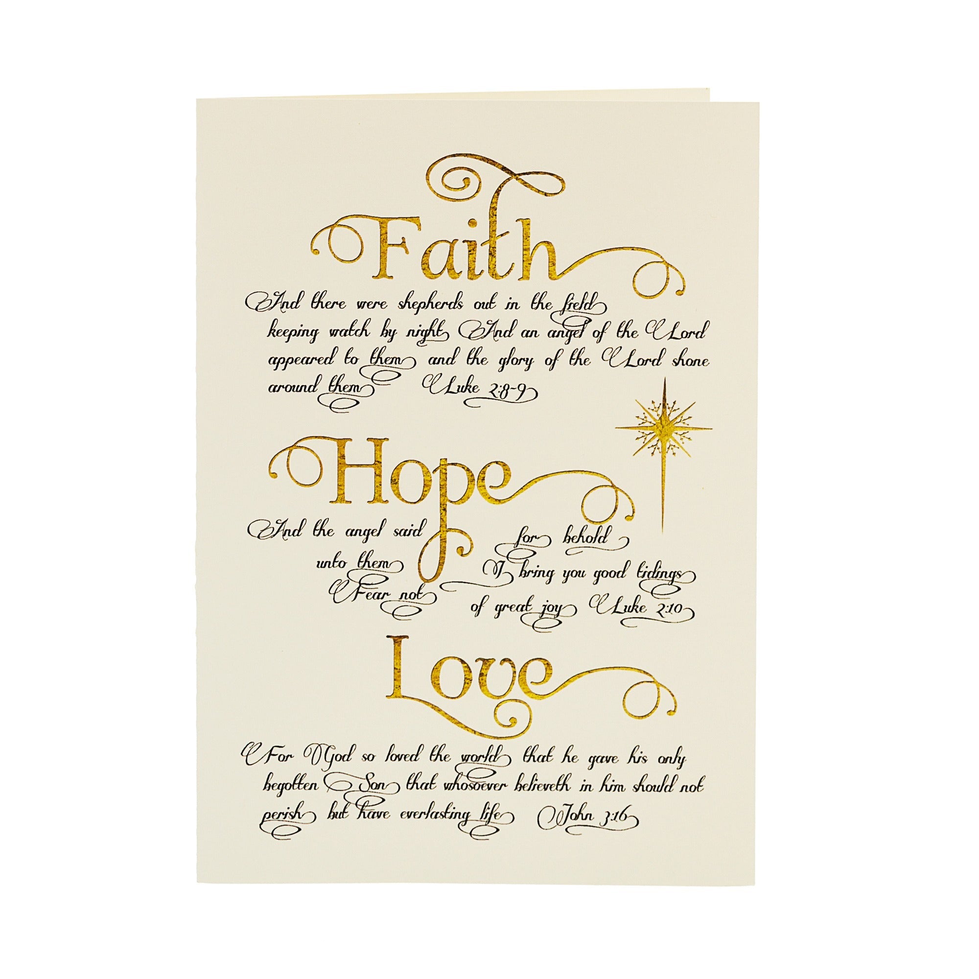 Faith Hope and Love Gold & Black Christmas Cards - Set of 20