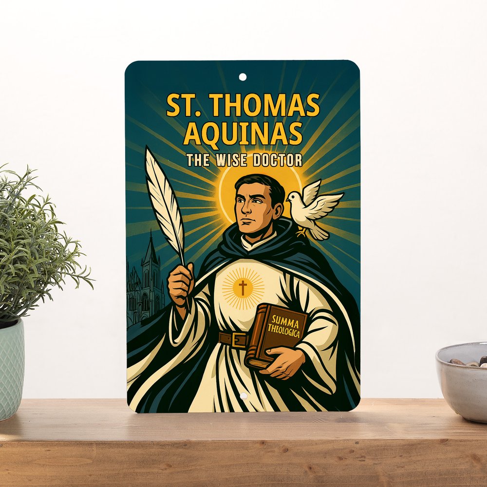 St. Thomas Aquinas Superhero Tin Sign