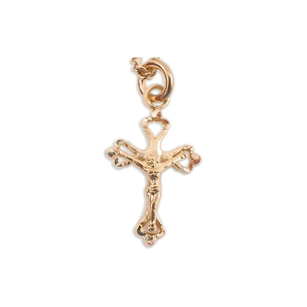 Gold Over Sterling Silver Infant Crucifix Necklace - 13”
