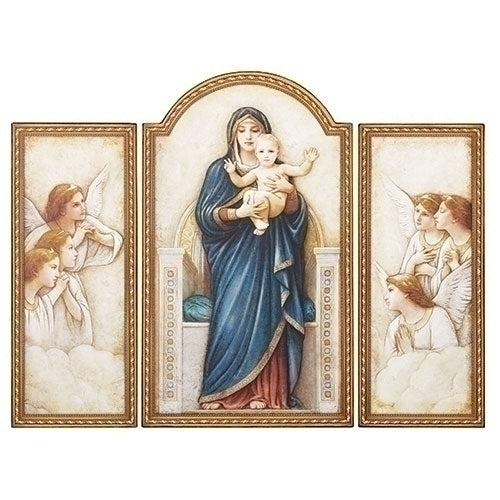 Mary Queen of Angels Large Triptych - 20"