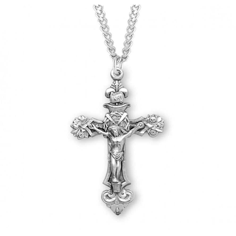 Crown of Thorns Sterling Silver Crucifix Necklace