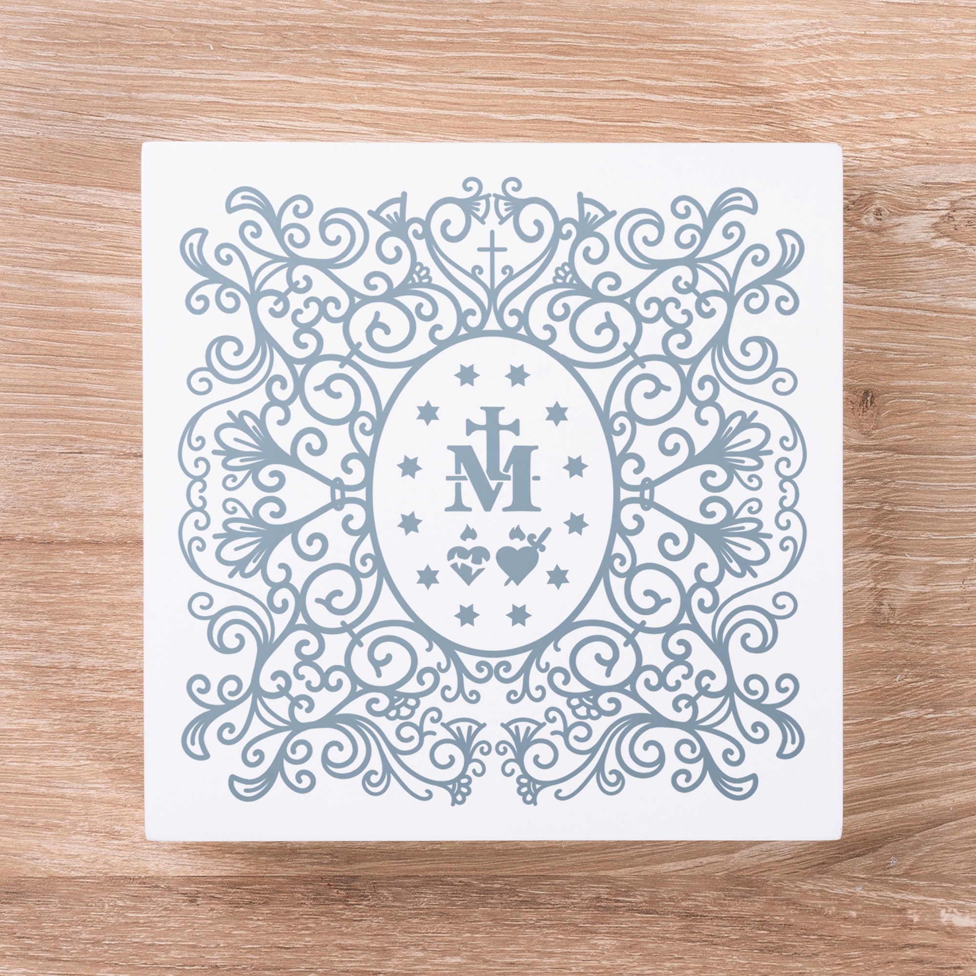 Miraculous Medal Filigree Wood Block