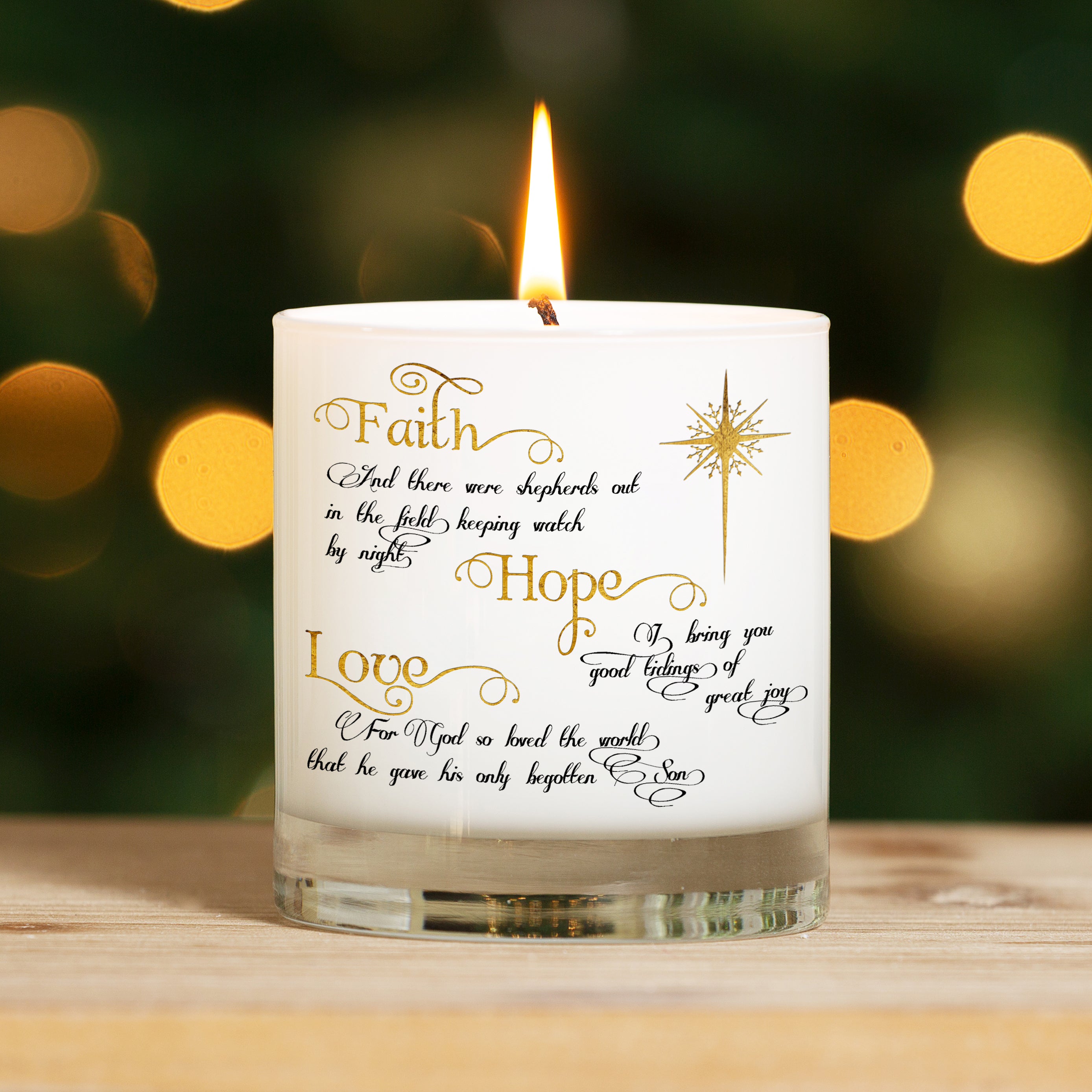Faith Hope and Love Christmas Candle