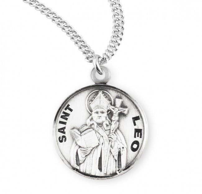 Sterling St. Leo the Great Medal Necklace - 20" Chain