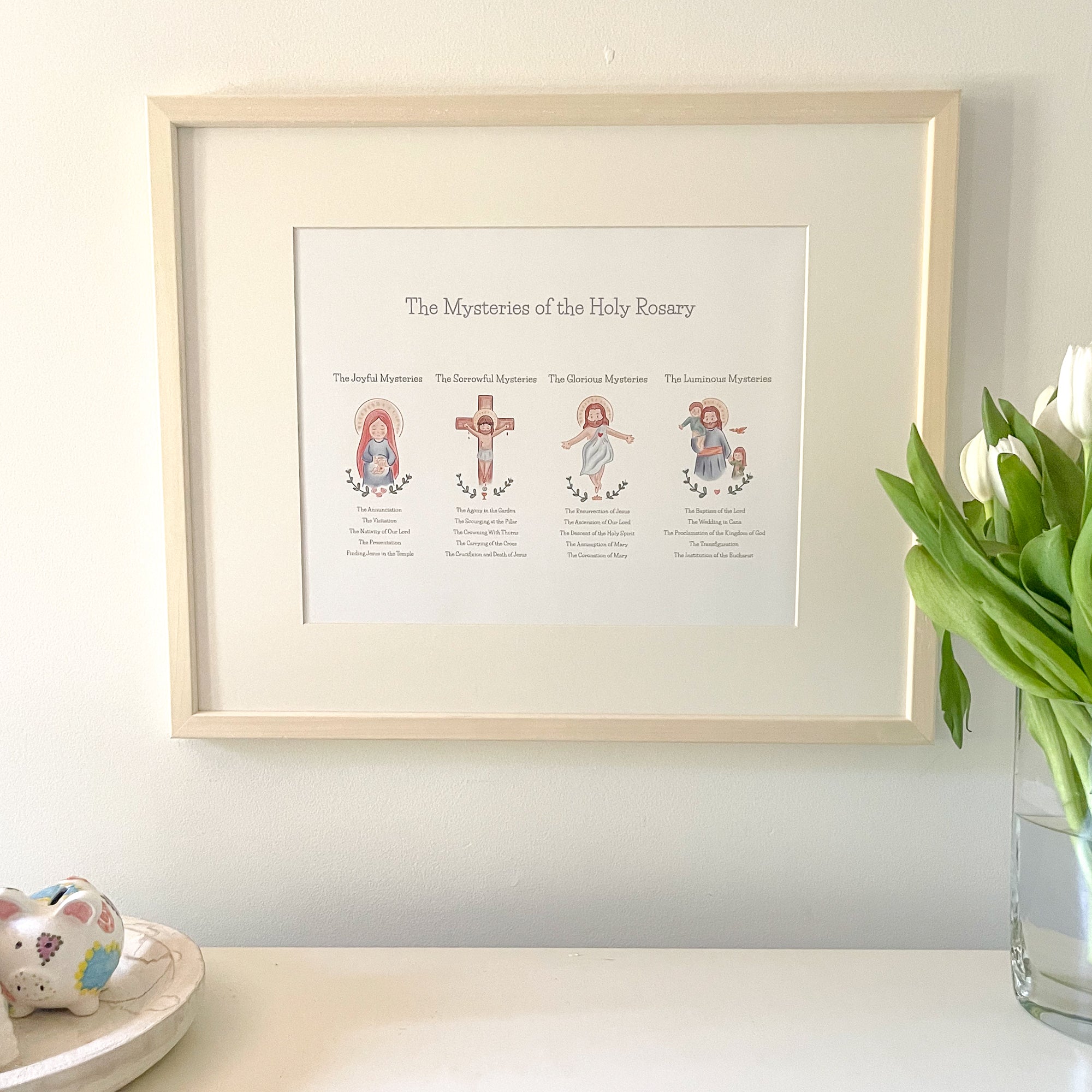 Mysteries of the Rosary For Kids Framed Print - 16x20