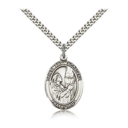 Sterling Silver St. Mary Magdalene Pendant - 24 inch chain